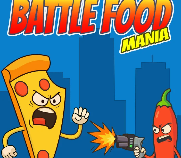 Battle Food Mania cover, food fight action pizza cupcakes