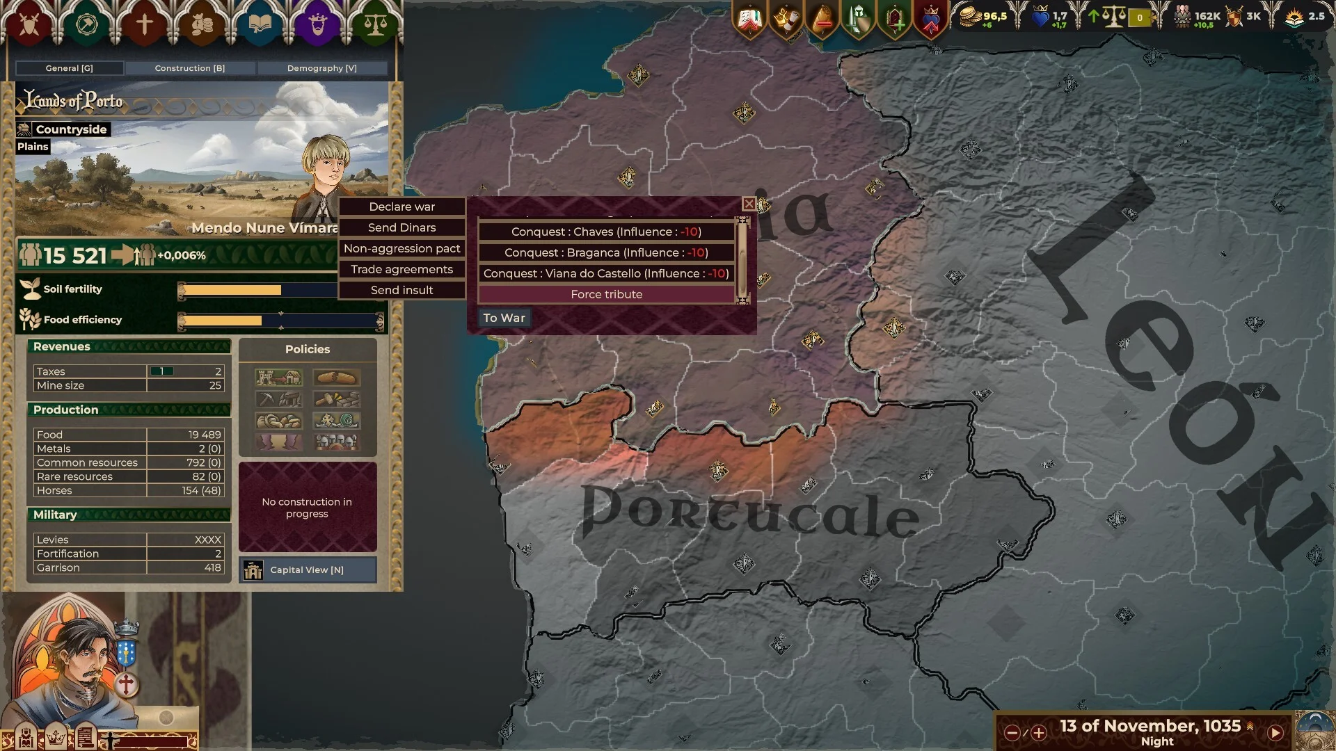 Battle of Braga: 2608 troops versus 1011, Organization bar, WE ARE AT WAR, 26 of December 1035 Night