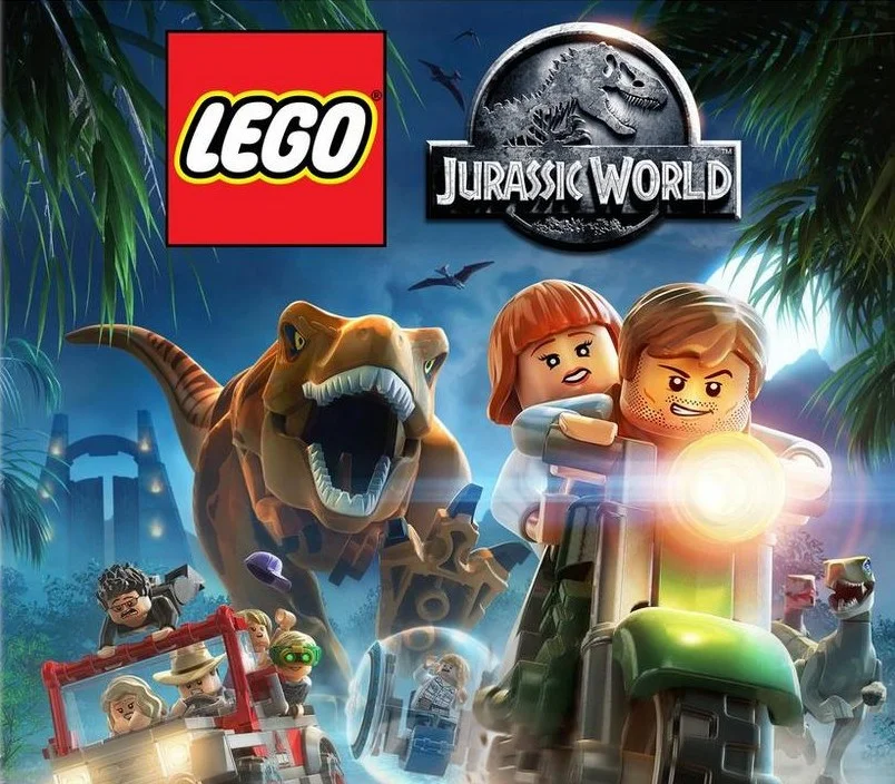 LEGO Jurassic World cover, dinosaurs on the island
