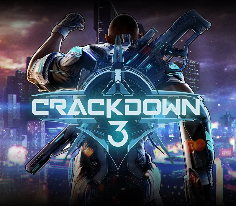 Crackdown 3 EU cover, Agent over New Providence skyline