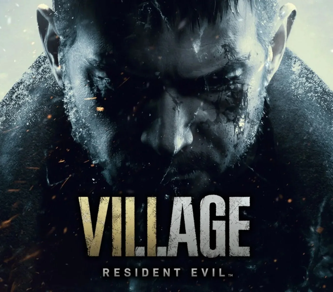 Resident Evil Village cover, Ethan Winters at the village gate