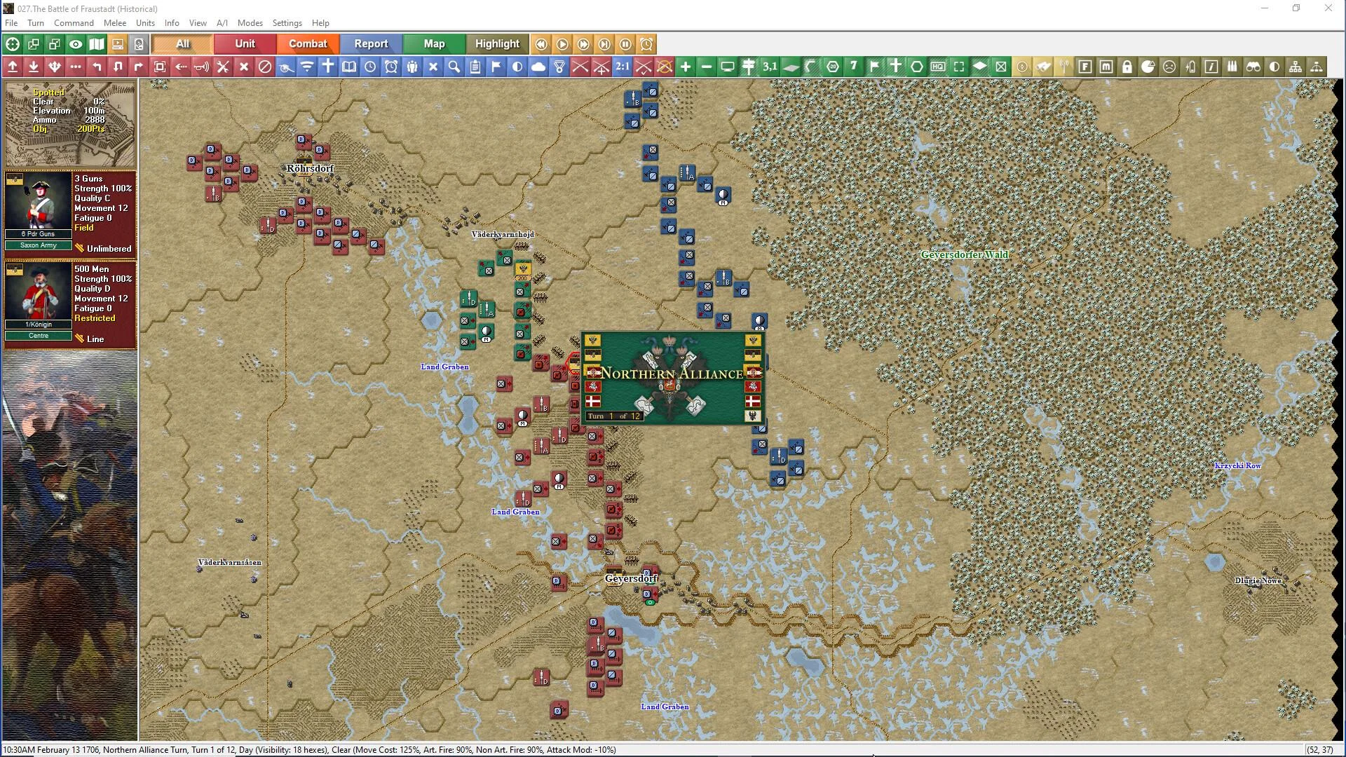 Great Northern War Wargame Design Studio simulation screenshot