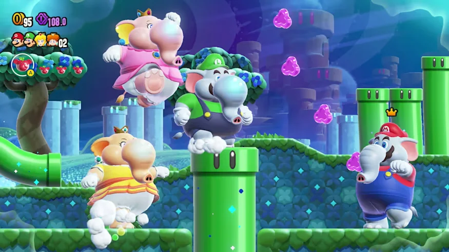 Super Mario Bros. Wonder Wonder Flower transforming stage