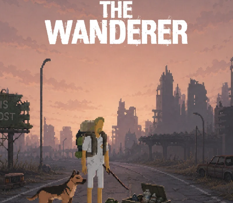 The Wanderer cover of a pixel wasteland camp