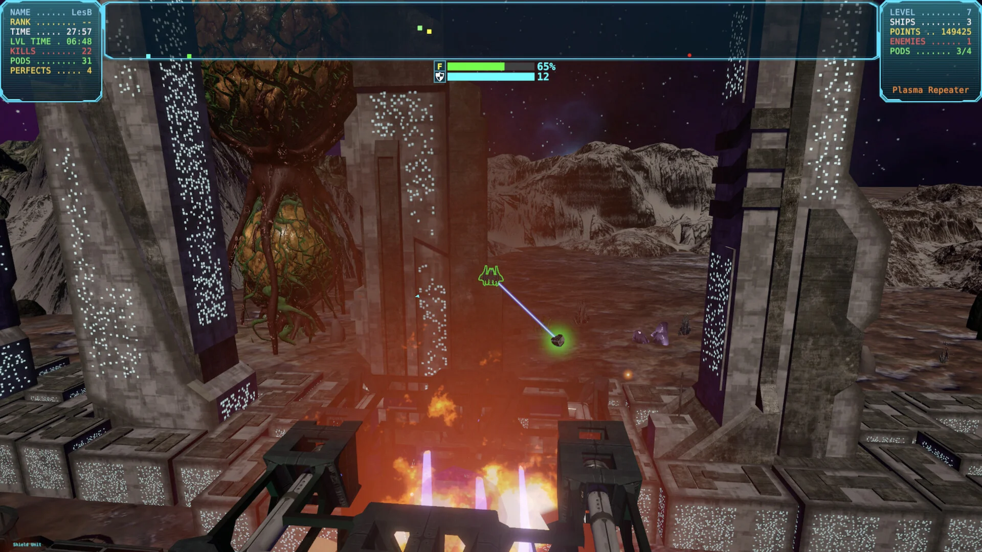 Levitar 3D procedural arena with turrets and drones
