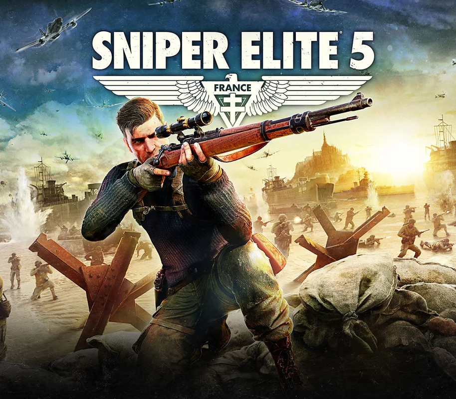 Sniper Elite 5 Xbox CA cover of Karl Fairburne on the Brittany coast