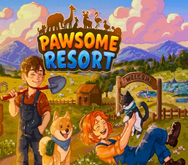 Pawsome Resort Steam cover, pixel animal hotel