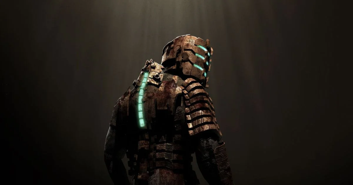 Dead Space Remake Isaac aiming a plasma cutter in a zero-G room
