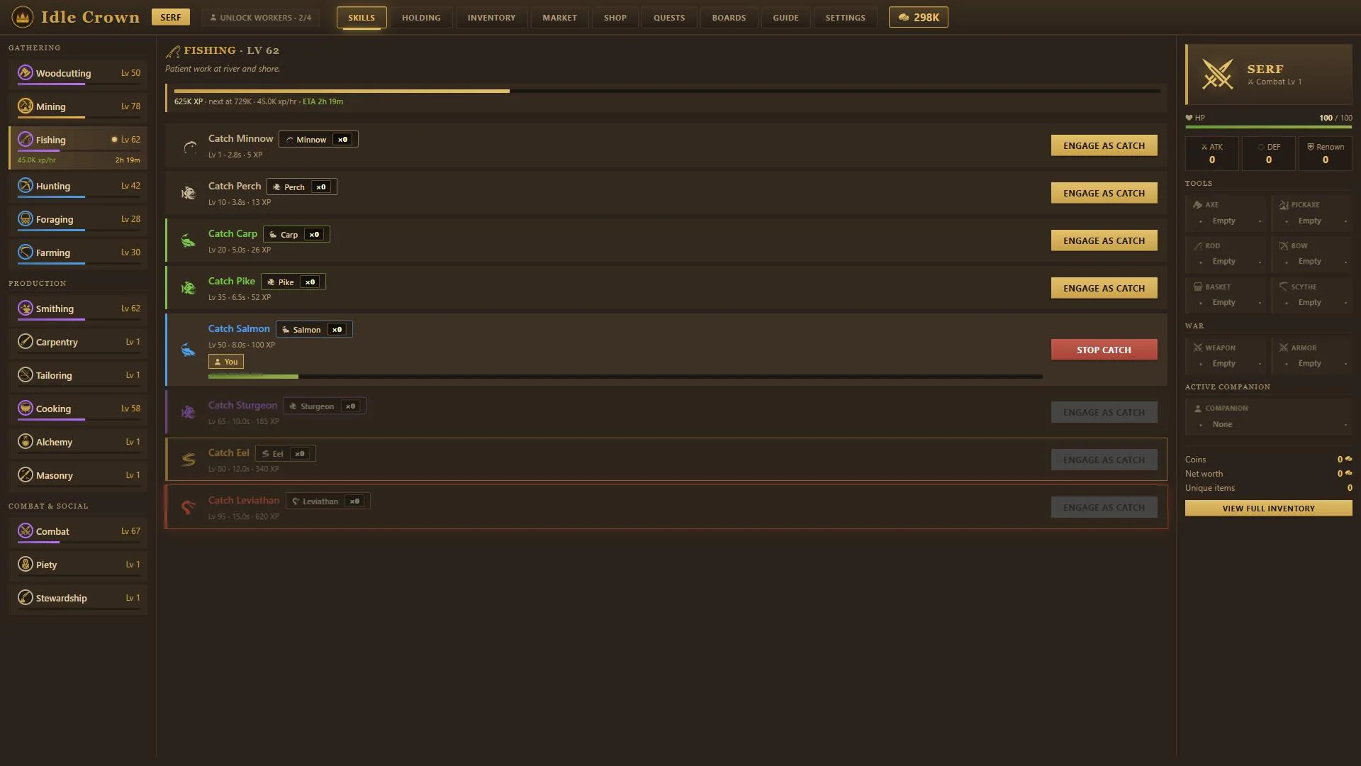 Idle Crown worker ranks beside the lord on Windows Steam