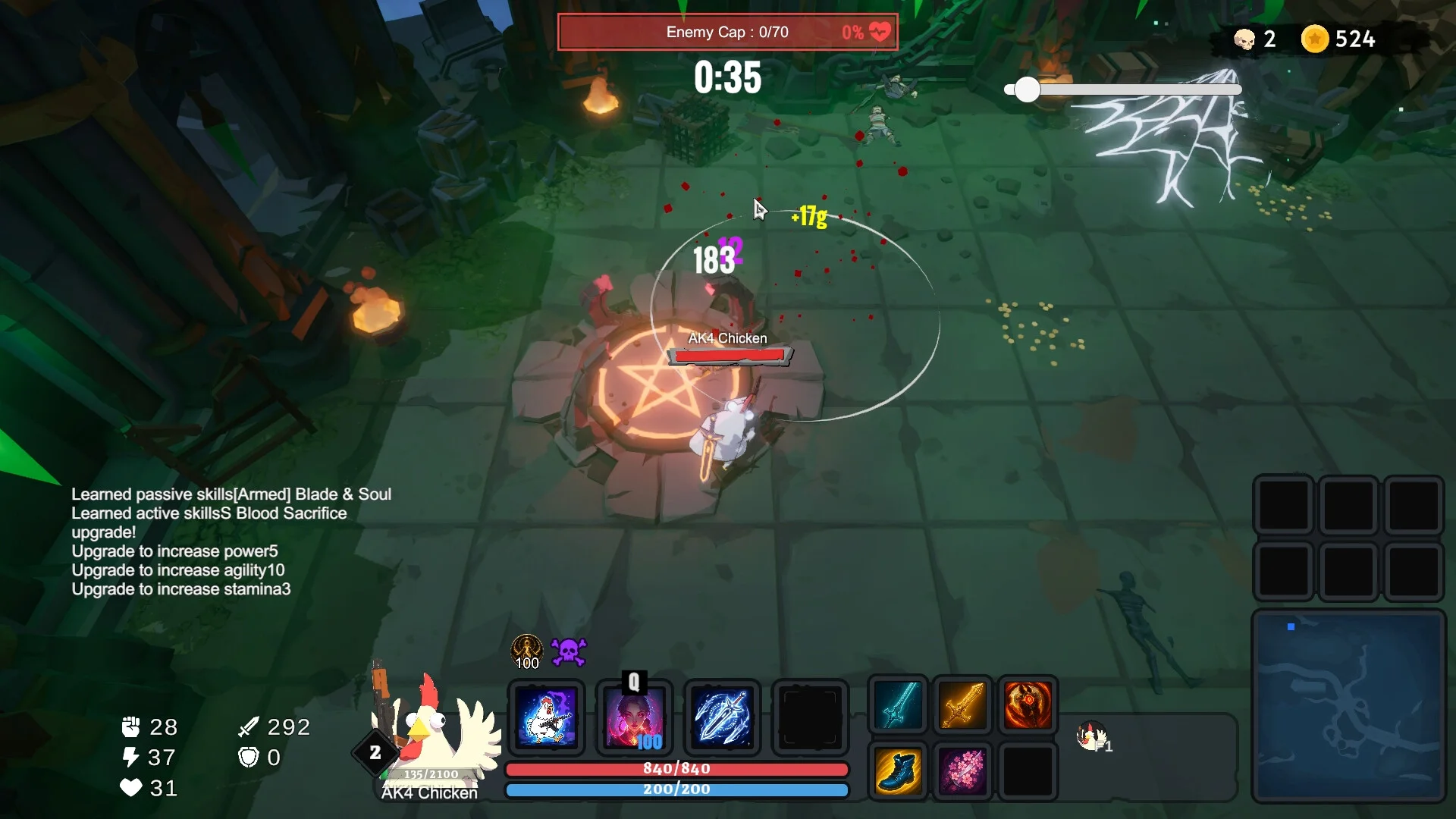 Dungeon Brawls hero selection screenshot