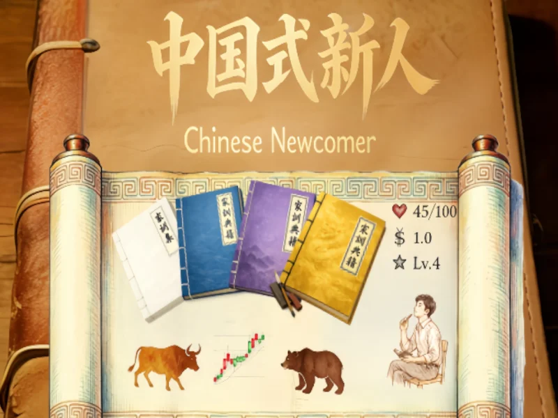 Chinese Newcomer cover, deck-building career sim city life