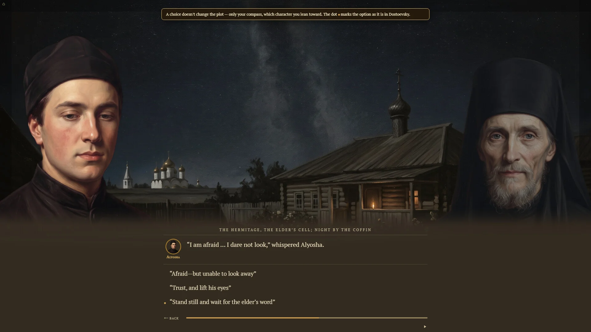 The Brothers Karamazov interactive Dostoevsky novel gameplay screenshot