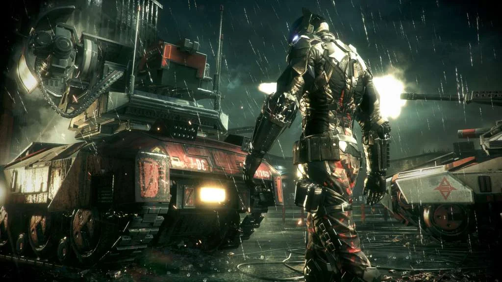 Batman Arkham Knight Xbox Batmobile driving Gotham streets