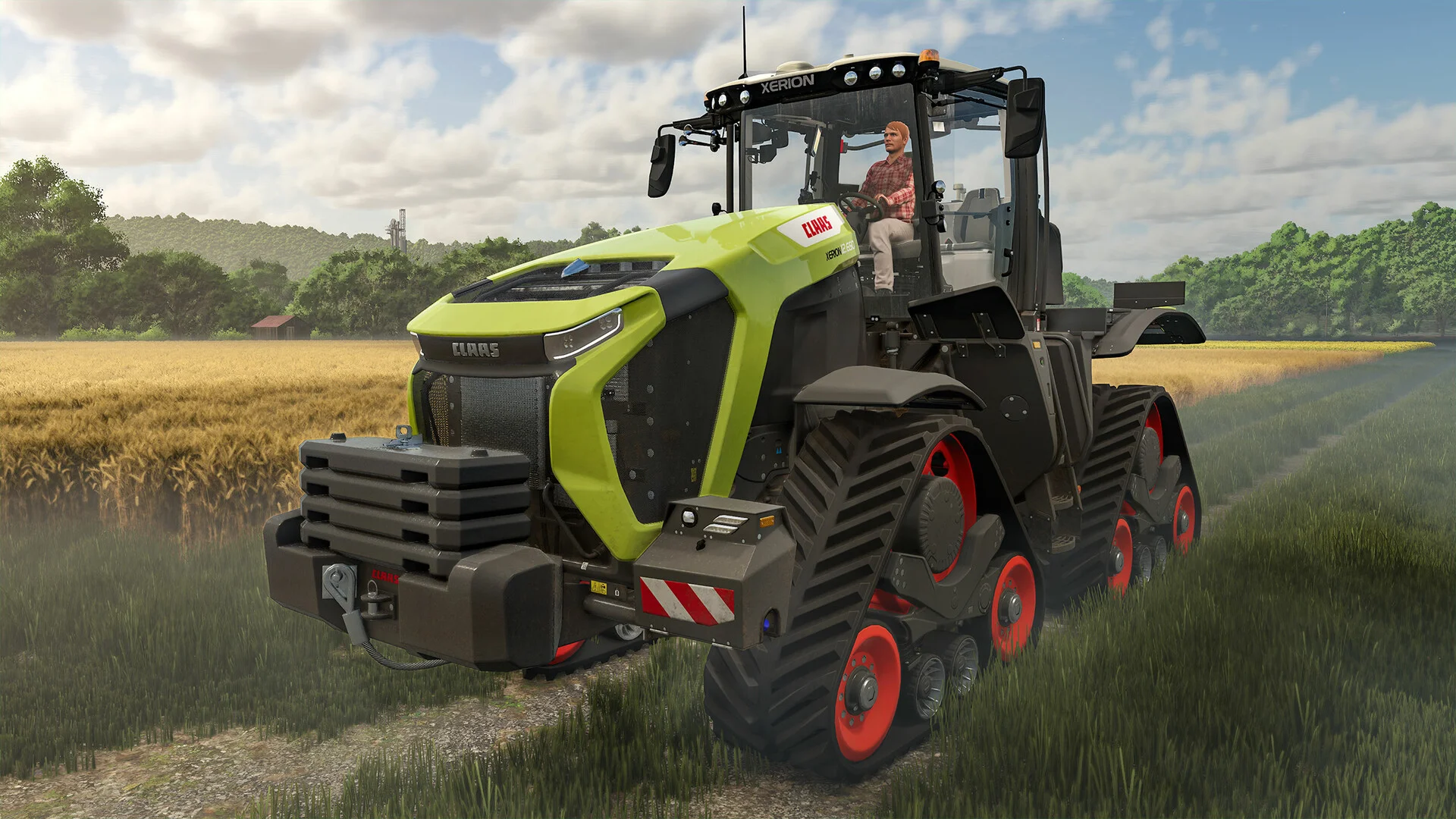 Farming Simulator 25 GPS steering on a wide field