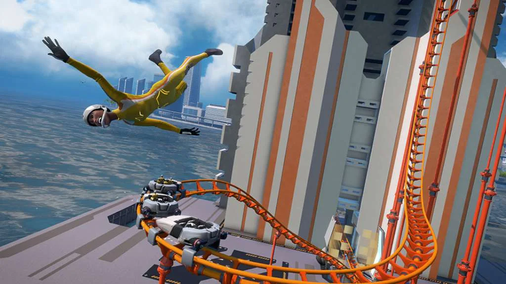ScreamRide customizable ride components stacked on track