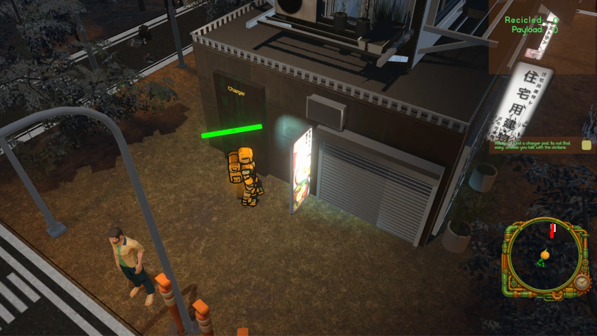 Waste Runner top-down bin dash with a heavy cart
