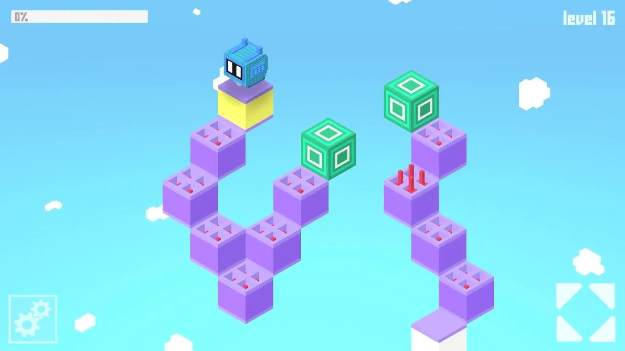 Voxel Bot stage grid with remaining unpainted cubes
