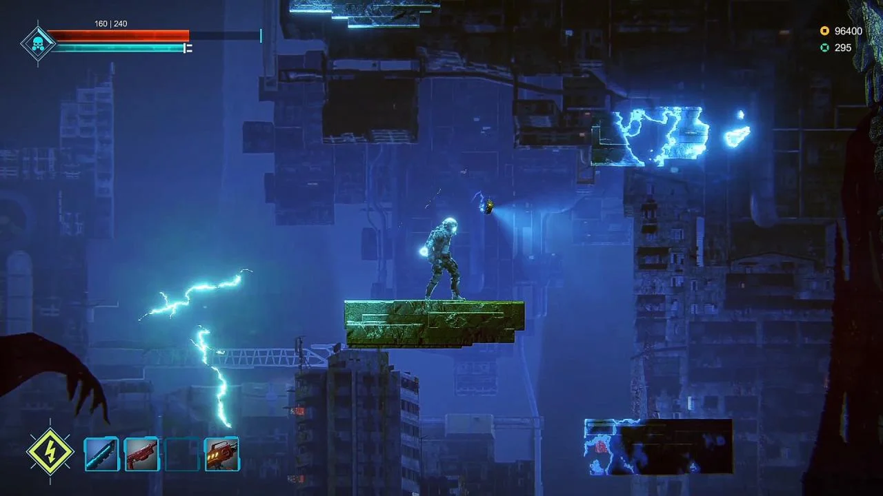 Dark Light platform exploration in collapsing sci-fi city